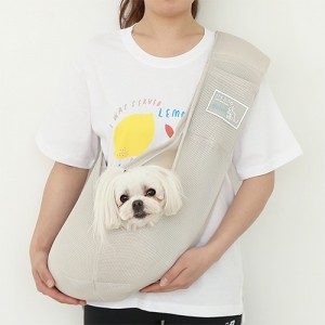 韓國itsdog – Kangaroo Mesh Sling Bag(米色)♡寵物生活用品