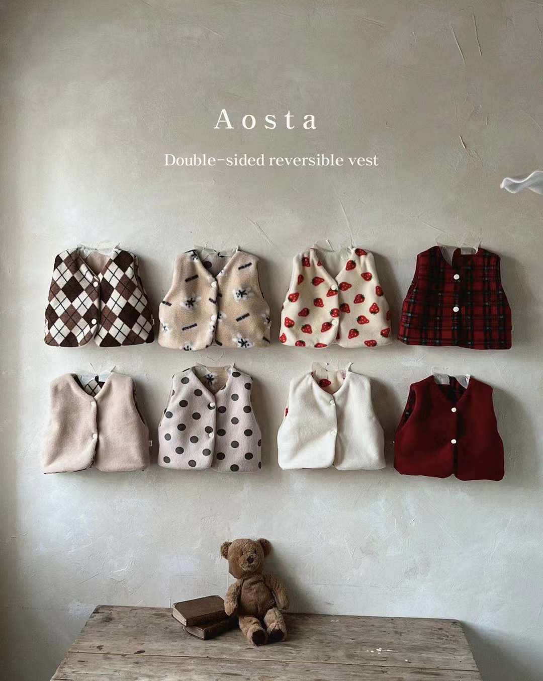 AOSTA 2022♡Cloud reversible vest 韓國童裝背心 0~5Y (4款)